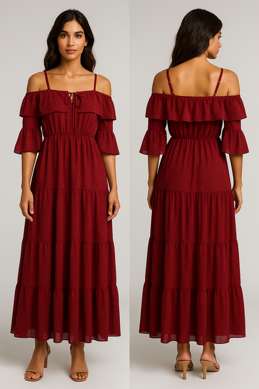 Maroon Red Breezy Georgette Gown