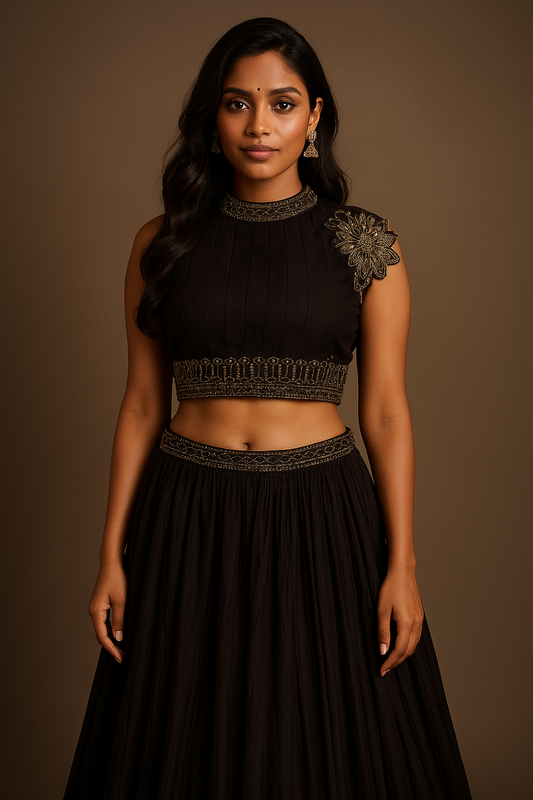 Brown Georgette Crop Top (Small)