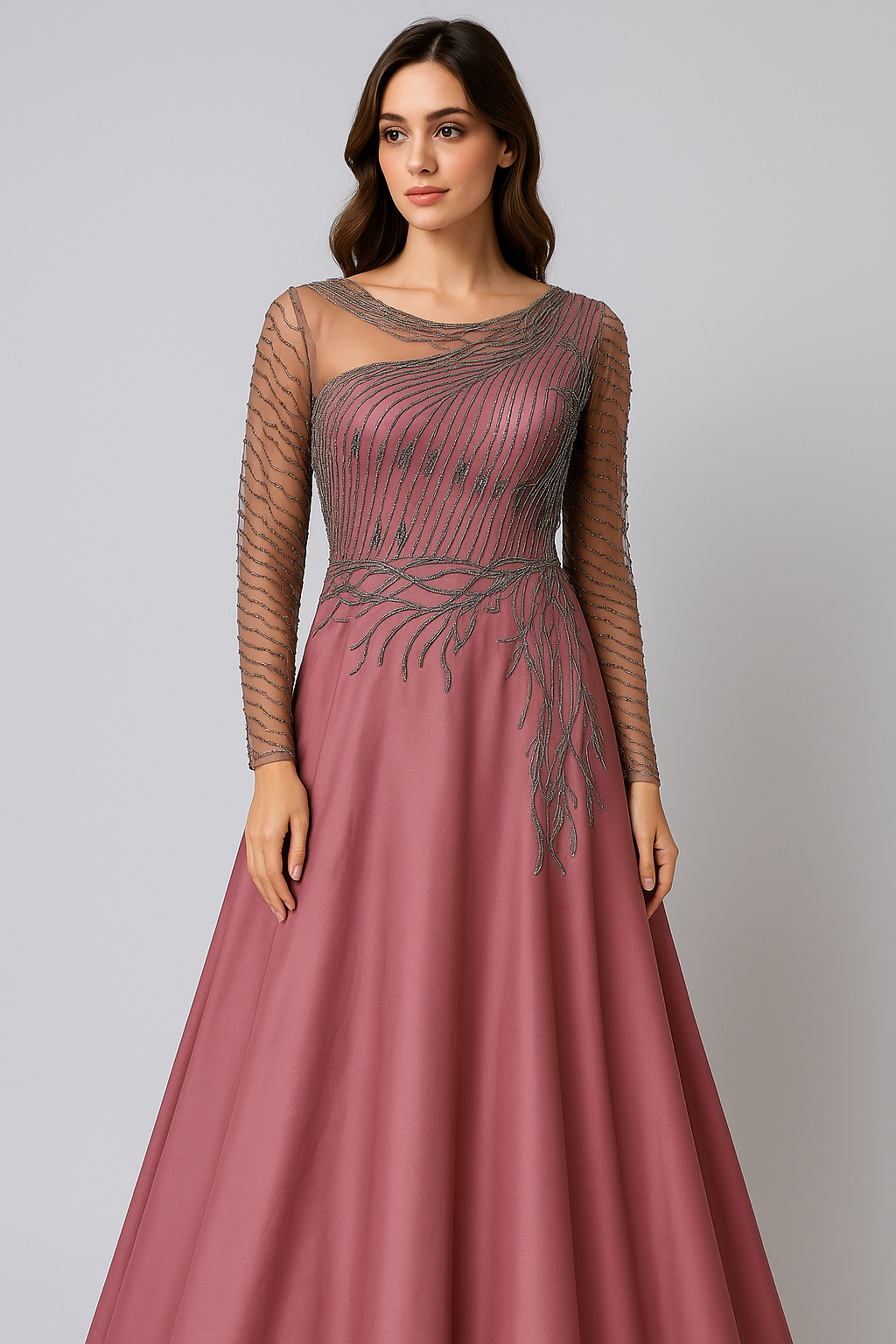 Designer Gown with Hand Embroidery