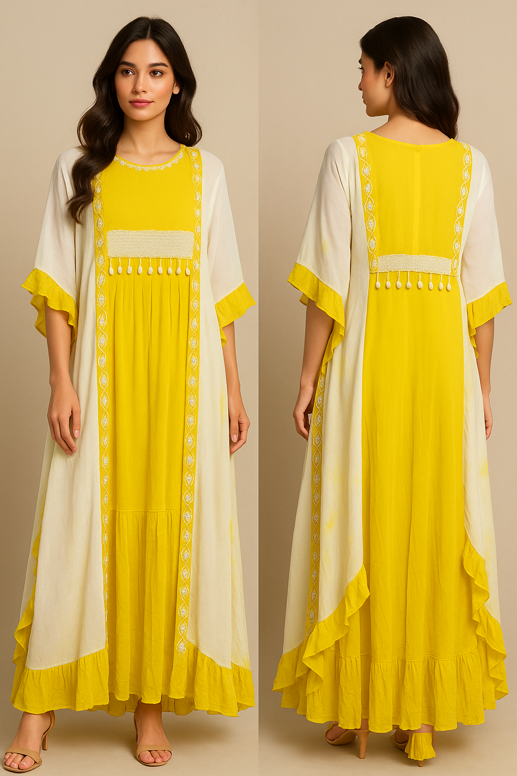 Semi Poncho Style Hand Made Pure Chiffon Maxi