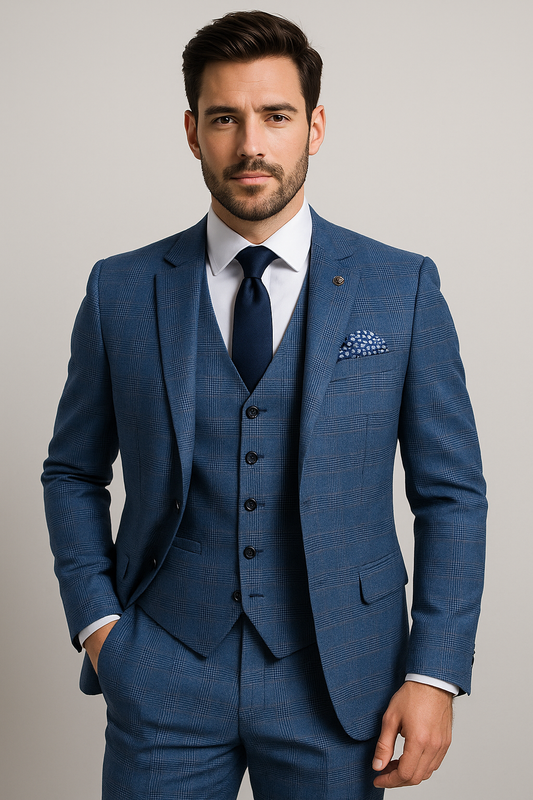 Exquisite 3-Piece Suit in Cobalt Blue (Italian Fit)