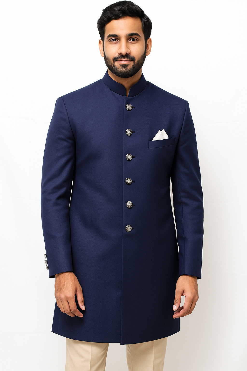 Blue Knee Length Suit Set (2 Piece)