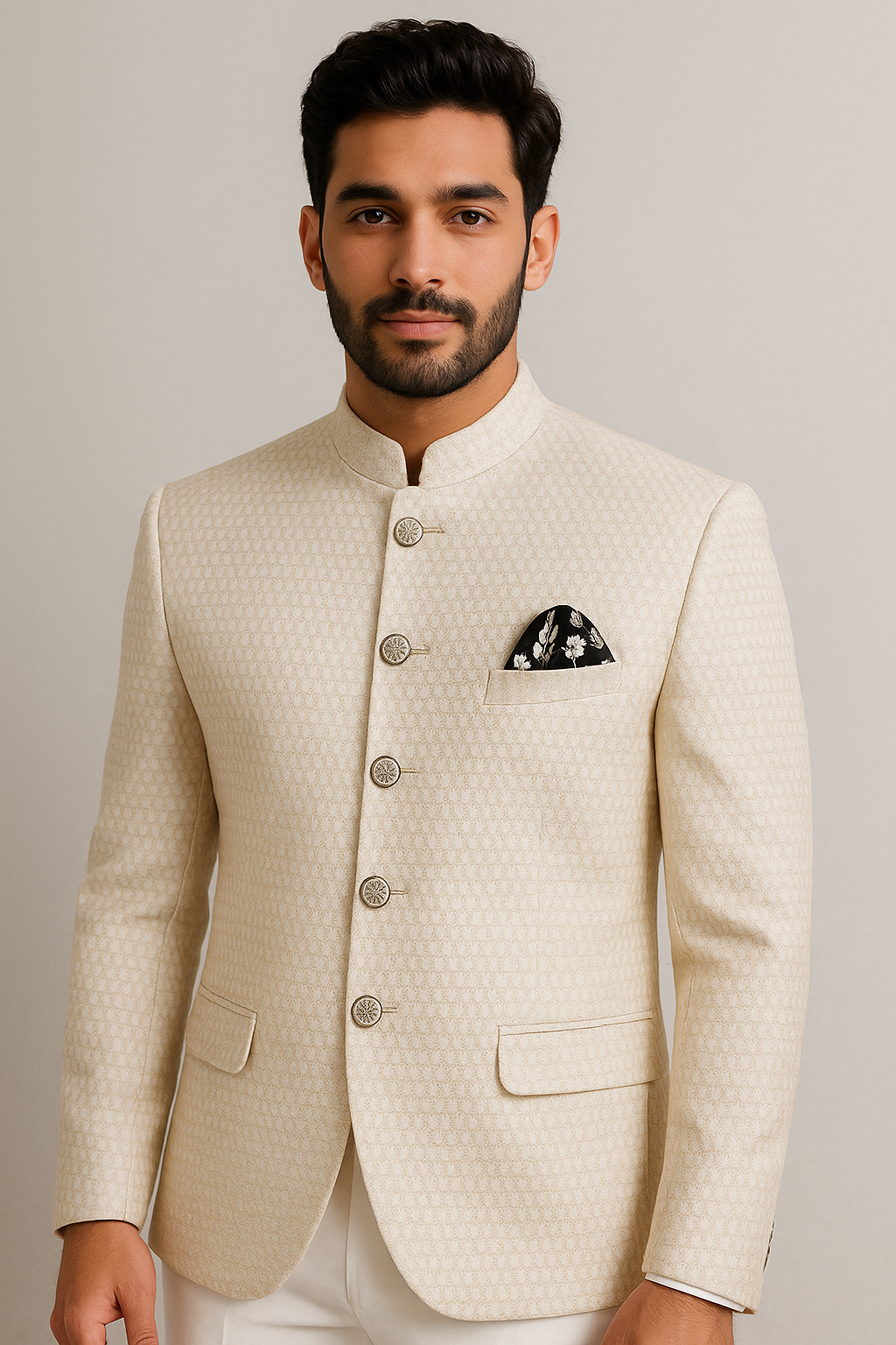 Exquisite 2-Piece Suit Set with Threadwork in Off White
