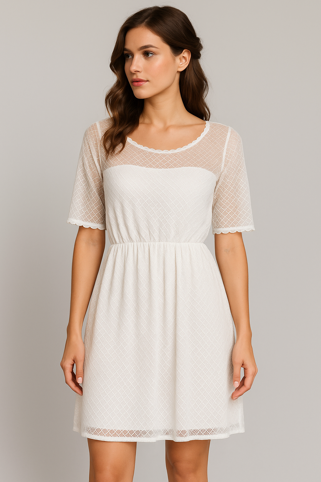 White Lace Short Dress