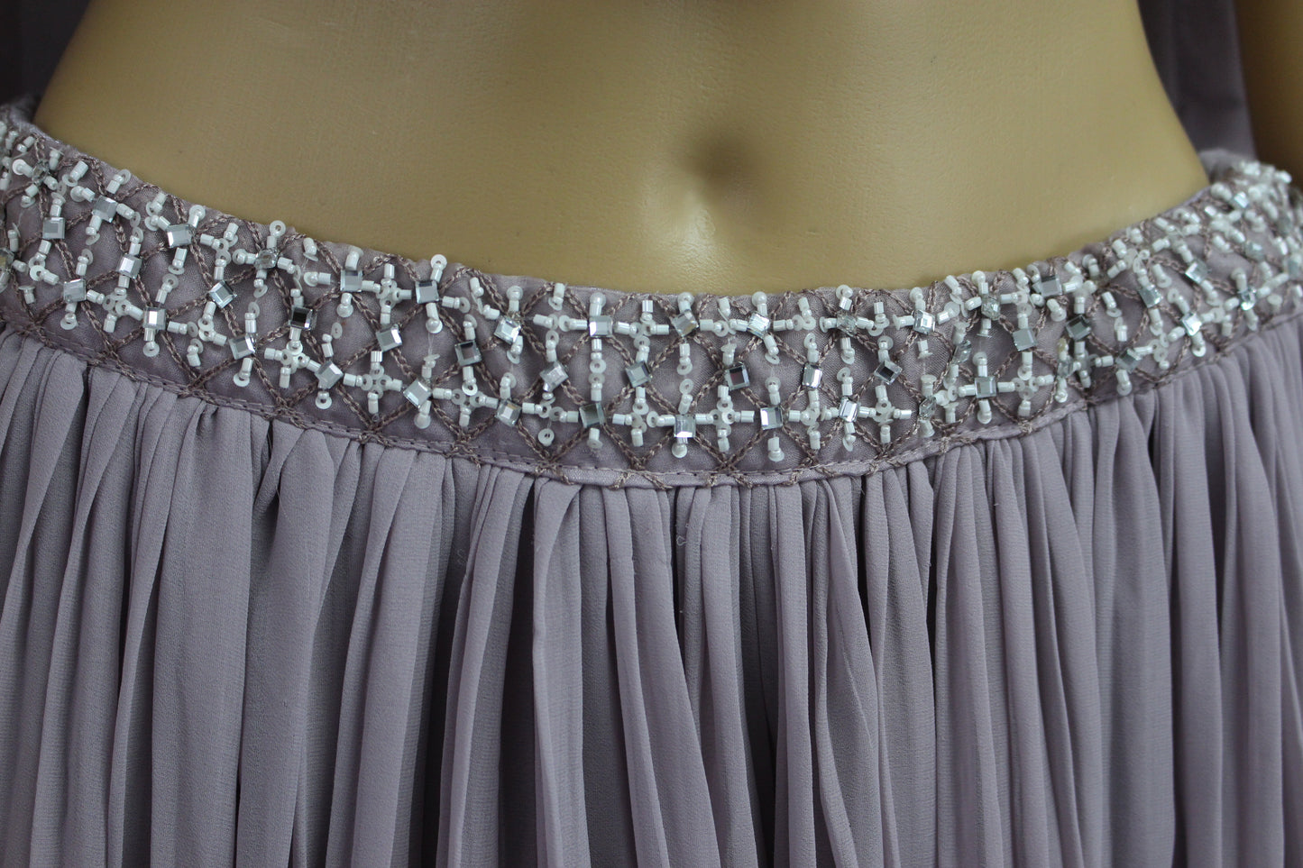 Mauve Shaded Handworked Fusion Crop Top with Exquisite Georgette Skirt