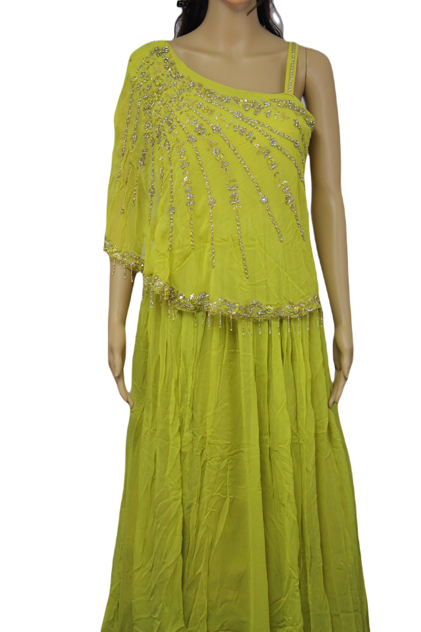 One-of-a-kind Pure Georgette Silk Evening Gown