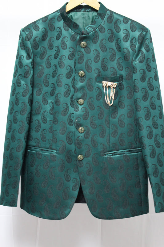 Smashing 2-Piece Suit Set with Thread Work in Deep Emerald