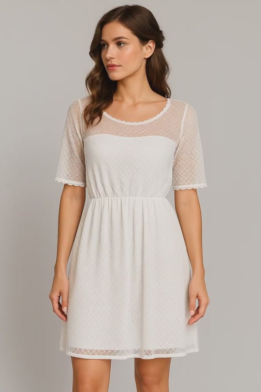 White Lace Short Dress